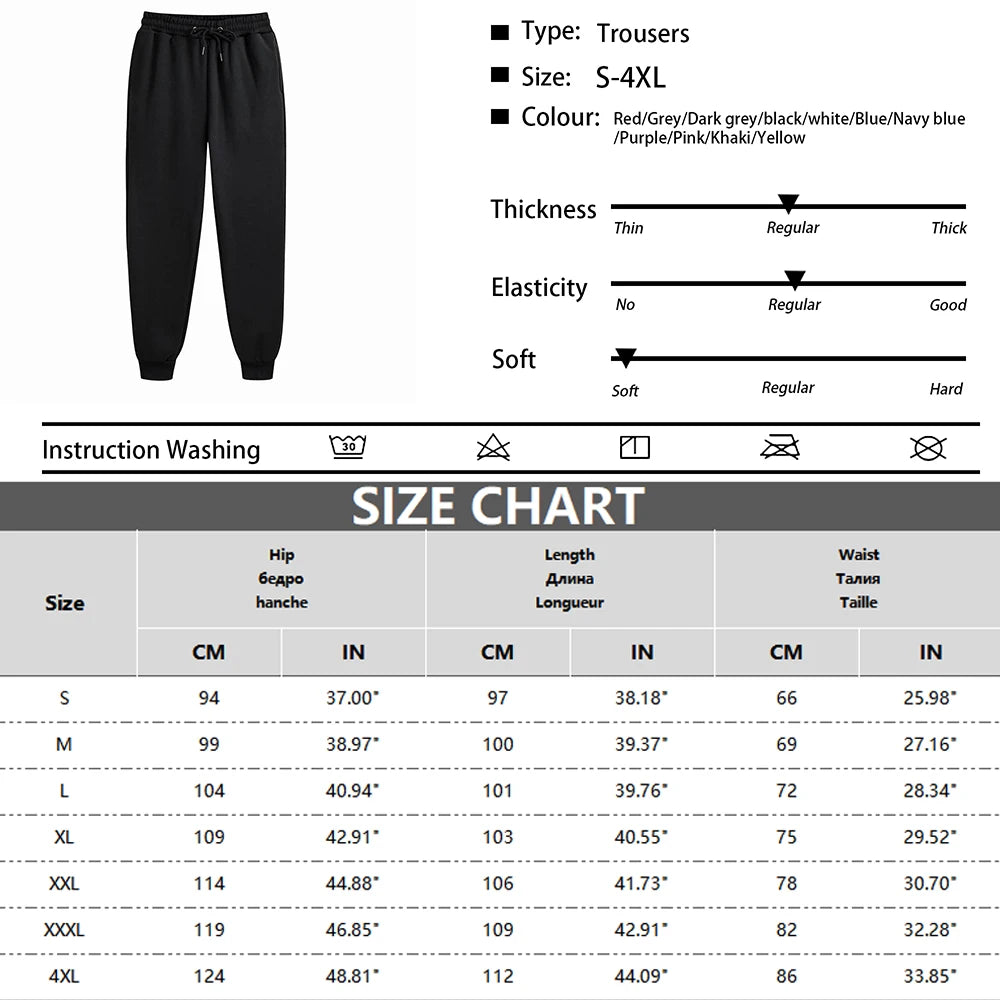 Men's Sweatpants Spring Autumn Fleece Pants Sport Long Pants Casual Drawstring Pockets Trousers Oversize Sweatpants For Men