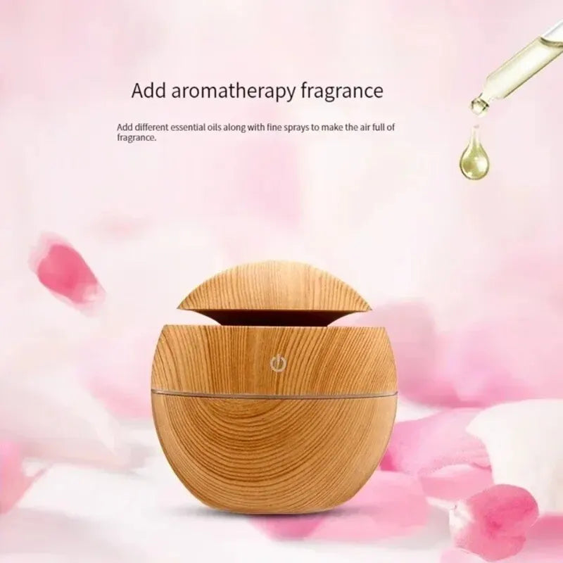 USB Ultrasonic Cool Mist Sprayer Essential Oil Fragrance Mini Home Wood Grain Air Humidifier Electric Air Aroma Diffuser Purifie