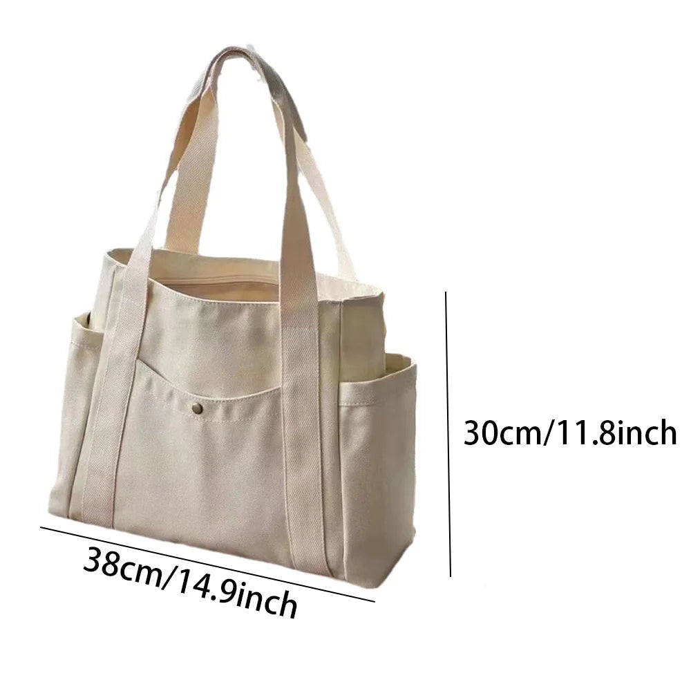 Large Capacity Canvas Tote Bags for Work Commuting Carrying Bag College Style Student Outfit Book Shoulder Bag Shopping Bag