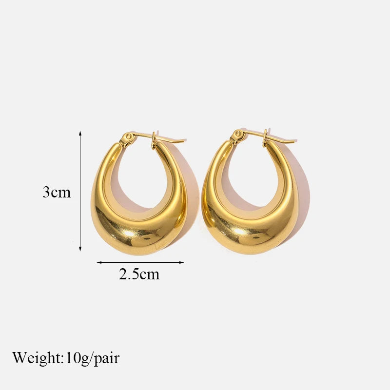 EILIECK 316L Stainless Steel Metal Hollow Hoop Huggie Earrings For Women High-quality Fashion Gold Color Ear Jewelry Accessories