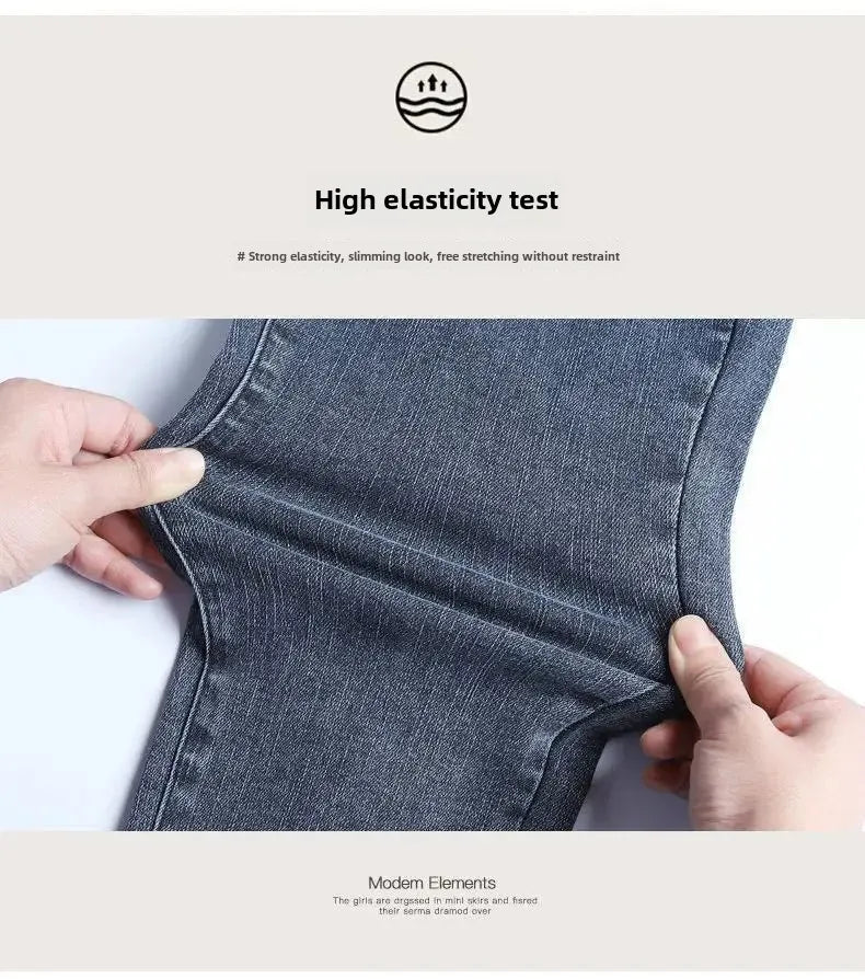 High-Waisted Slimming Stretchy Korean-Style Tight Jeans Women's Fleece-Lined Casual Trousers Warm Long Pants