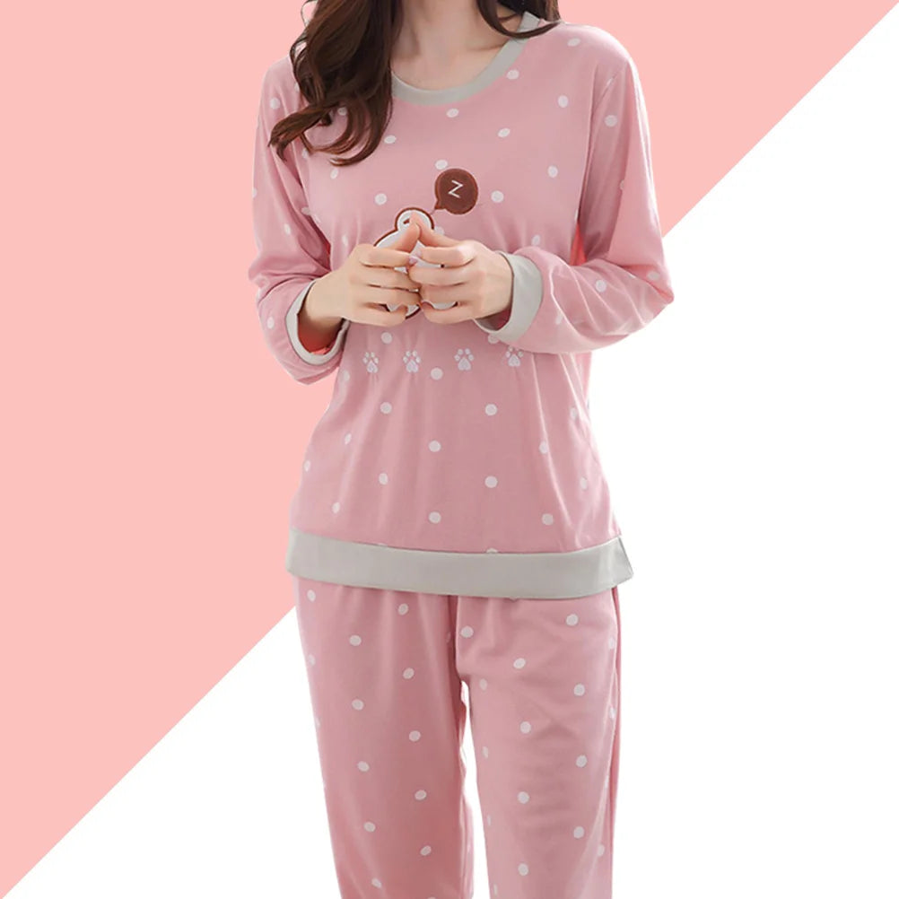 Household Sleepwear Suit Autumn Pajamas for Women Girls Nightgown Children's Set