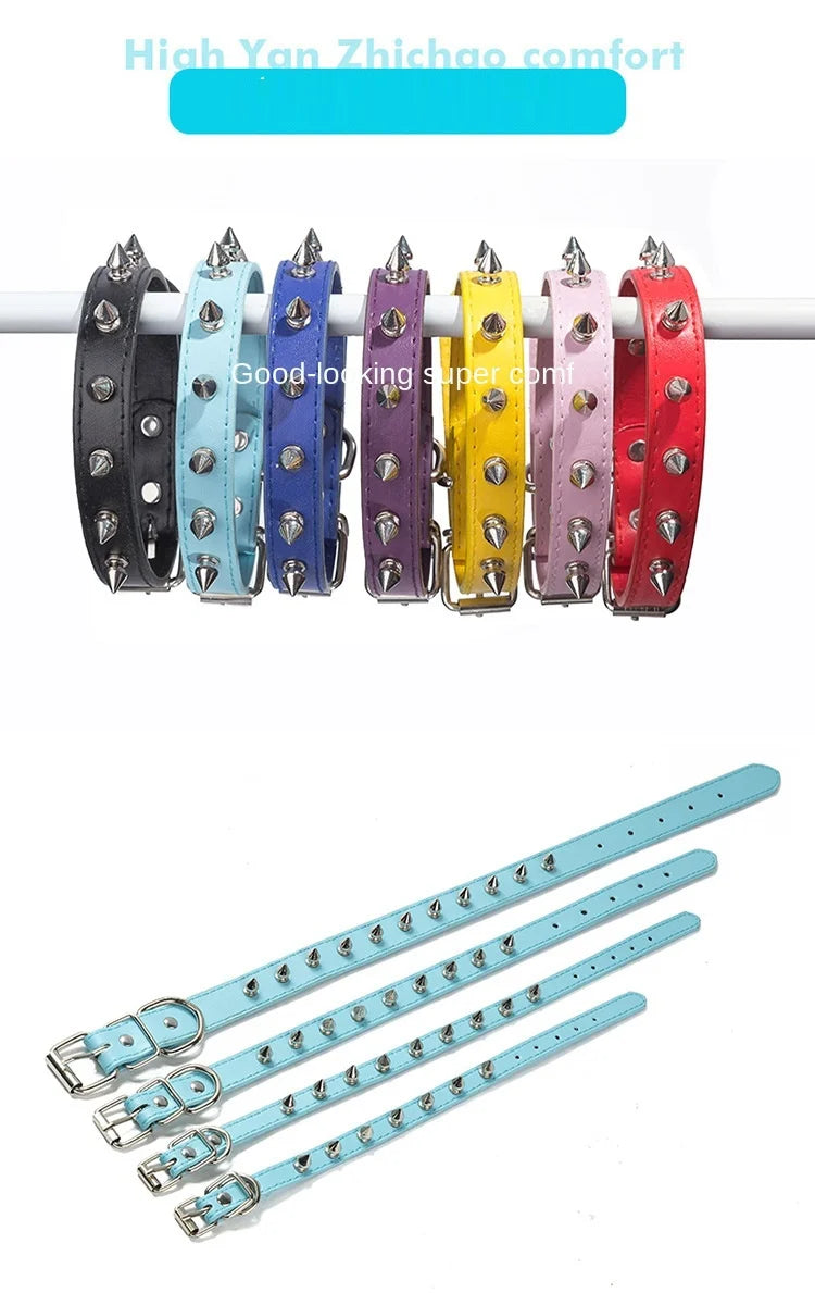 Harp Spiked Studded Leather Dog Collars Pu For Small Medium Large Dogs Pet Collar Rivets Anti-Bite Pet Products Neck Strap