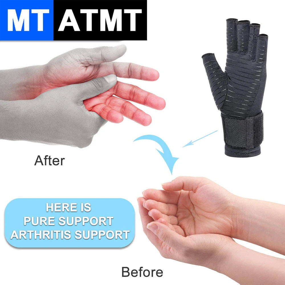 1Pair Compression Arthritis Gloves with Strap,Carpal Tunnel,Typing Joint Pain Relief Women Men Therapy Wristband