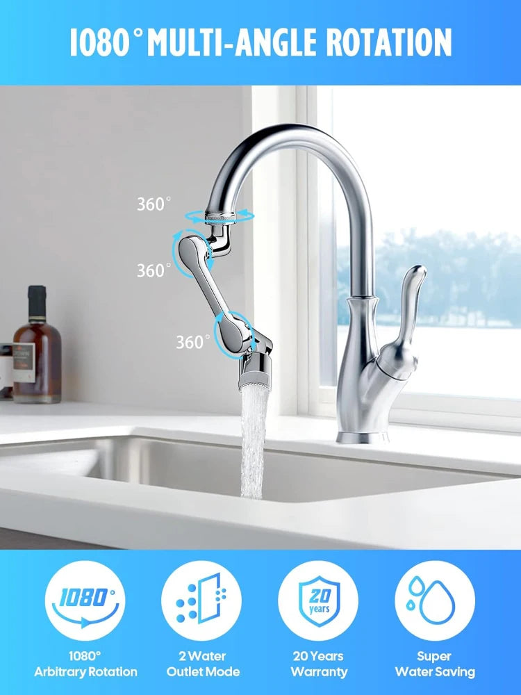 Metal Universal Rotation Extender Faucet Aerator Splash Filter Kitchen Tap Washbasin Faucets Bubbler Nozzle Robotic Arm