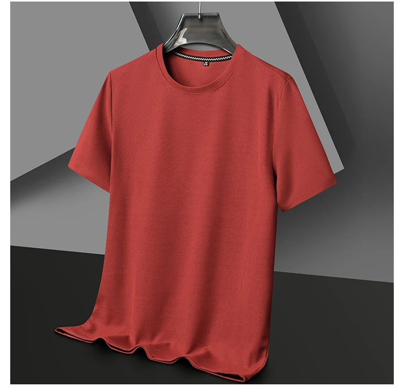 New Summer Waffle Round Neck Short Sleeved T-shirt for Men's Short Sleeved Top