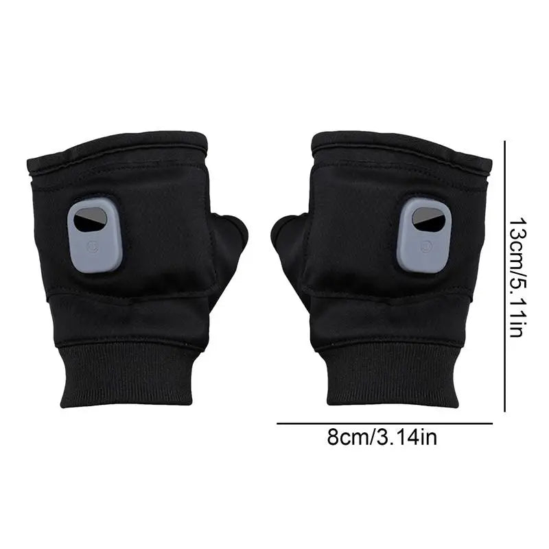 Heated Gloves USB Rechargeable Heating Mittens Winter Half Hand Warmers Electric Thermal Gloves For Cold Weather