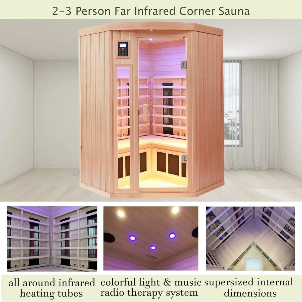 Hot Tubs Home Infrared Sauna, Low Electromotive Force Indoor Home Sauna, Hydrotherapy, Hemlock Wooden Corner Sauna Room Hot Tub