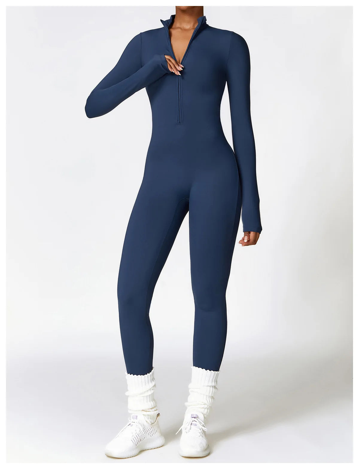 Winter Autumn Women's One-piece Yoga Jumpsuit leggings Long-sleeved Warm ski Overalls Outerwear High Elastic Cycling Bodysuit