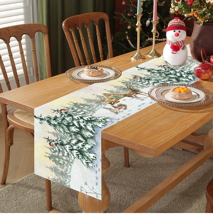 2024 Christmas Table Runners Merry Christmas Decoration for Home Tablecloth Table Cover Xmas Gifts Navidad Noel New Year 2025