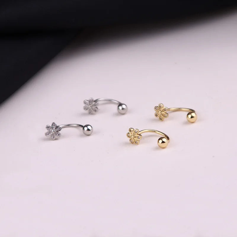 2PC Stainless Steel Bowknot Zircon Cz Hoop Tragus Cartilage Helix Stud Earring Conch Rook Daith Lobe Ear Screw Piercing Jewelry