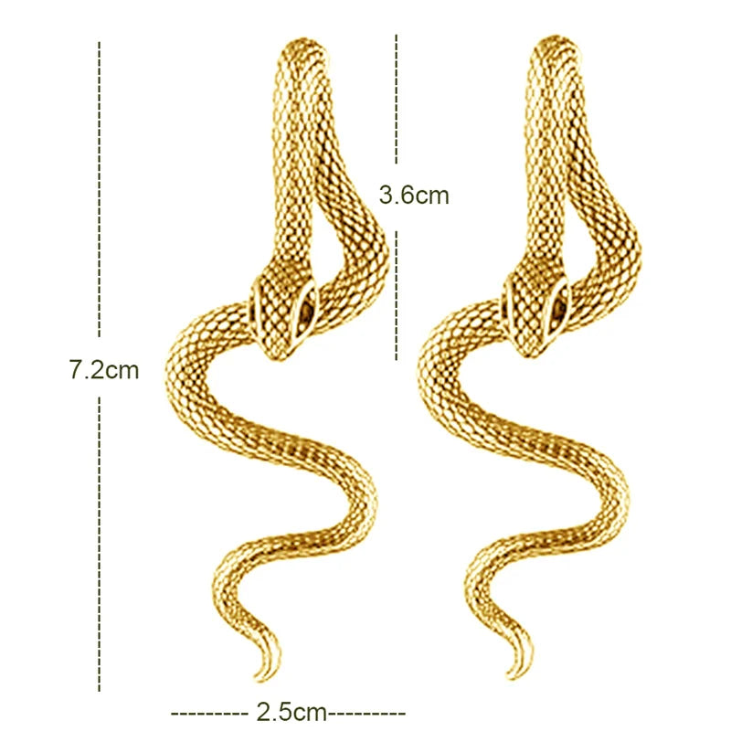 New Hip Hop Detachable Snake Earrings Halloween Dark Long Ear Studs 2025 Chinese Zodiac Ear Ornament