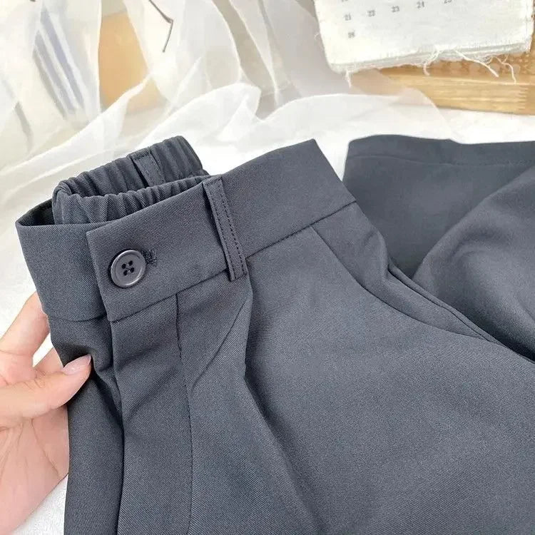 Fall Spring Black Suit Haren Pants Women Fashion Elastic High Waist Casual Trousers Woman Korean Style Solid Office Pant 2023