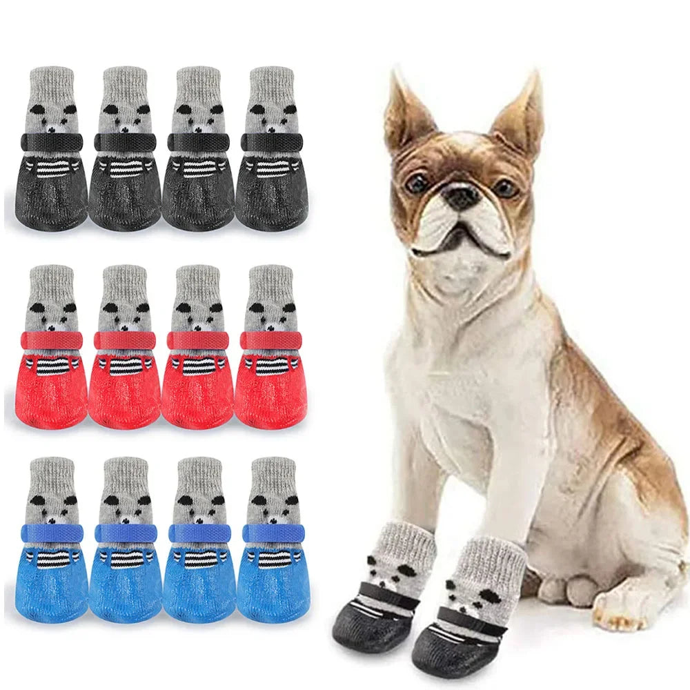 Anti-Slip Dog Socks Waterproof Shoes Socks for Dogs Socks Non-Slip Soles Adjustable Small Dog Paw Protector for Outdoor Indoor