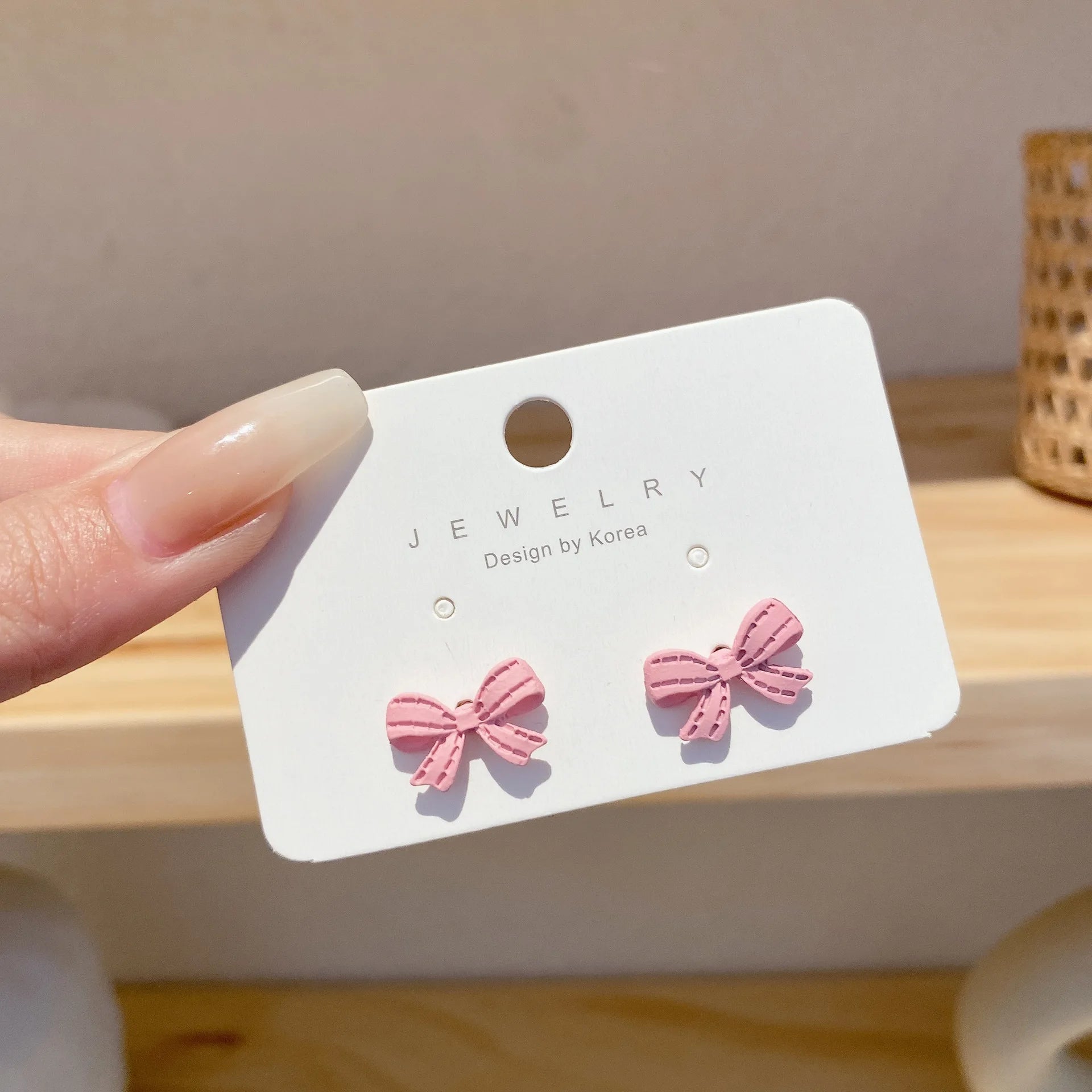 NEW Pink Bowknot Stud Earrings 2023 Korean Simple Lovely Girl's Minimalist Temperament Bow Ear Jewelry Wholesale Gift