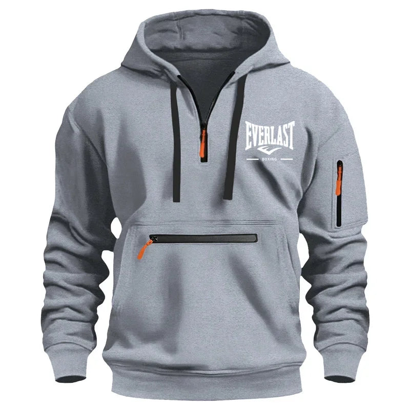 Outdoor casual men's hoodie, fashion autumn and winter multi-pocket zipper print men's and women's hoodie, sportswear, loose top