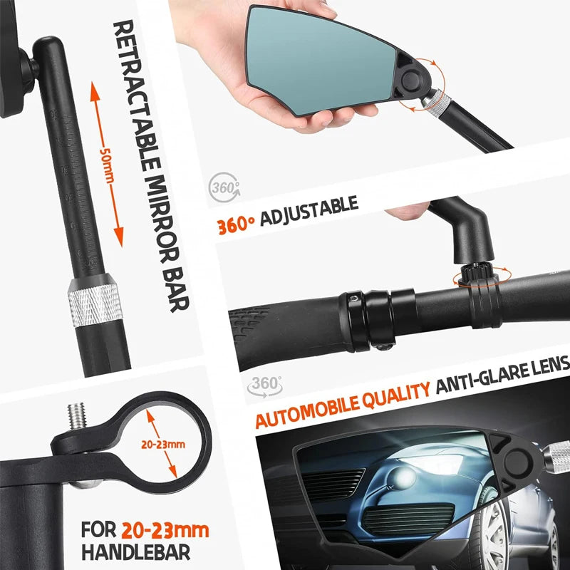 Bicycle Mirror Handlebar Rearview Anti-Glare Scooter Mirror Bike Accessories View Wide Range Back Sight Reflect