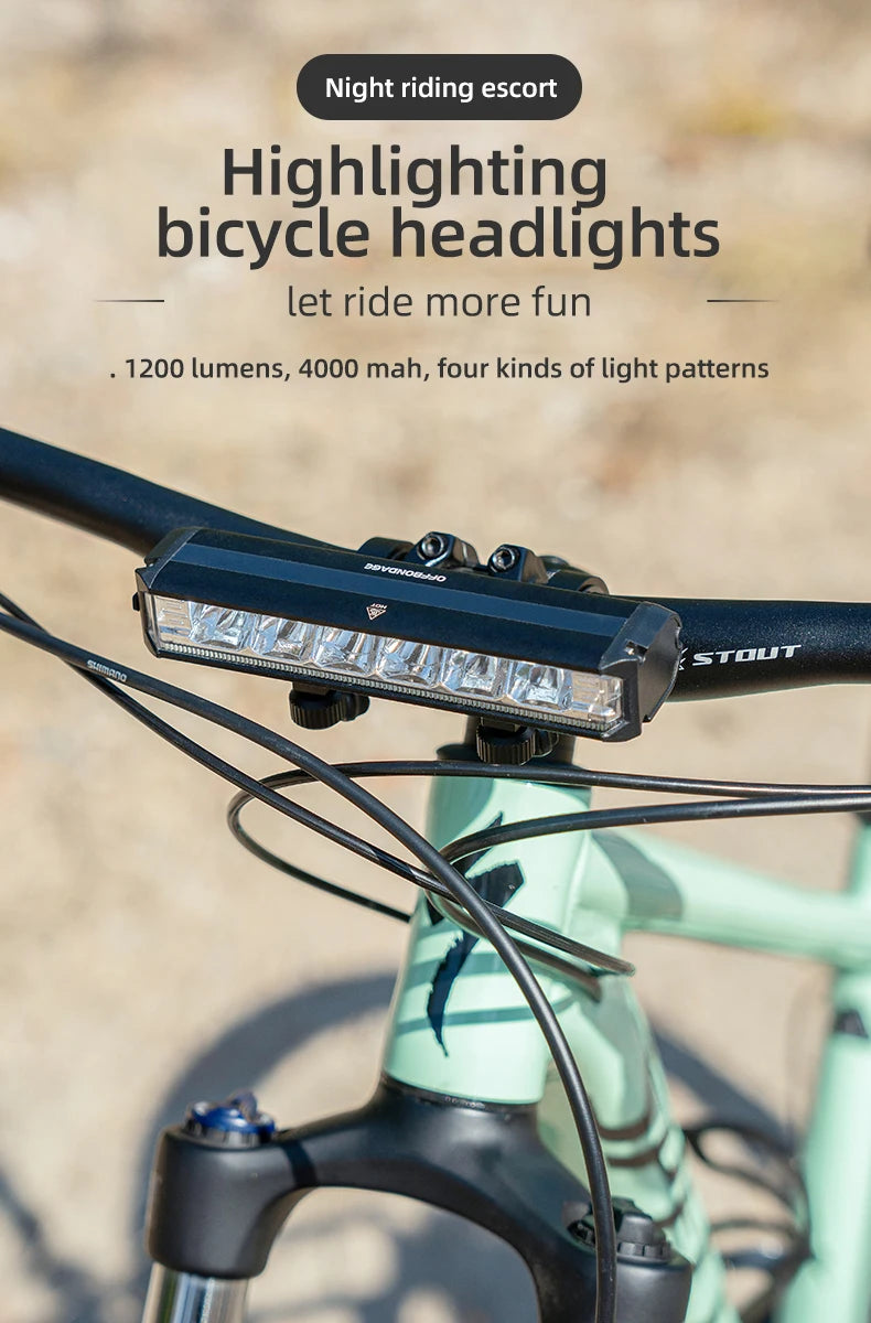 OFFBONDAGE Bicycle Light Front 900Lumen Bike Light 2000mAh Waterproof Flashlight USB Charging MTB Road Cycling Lamp