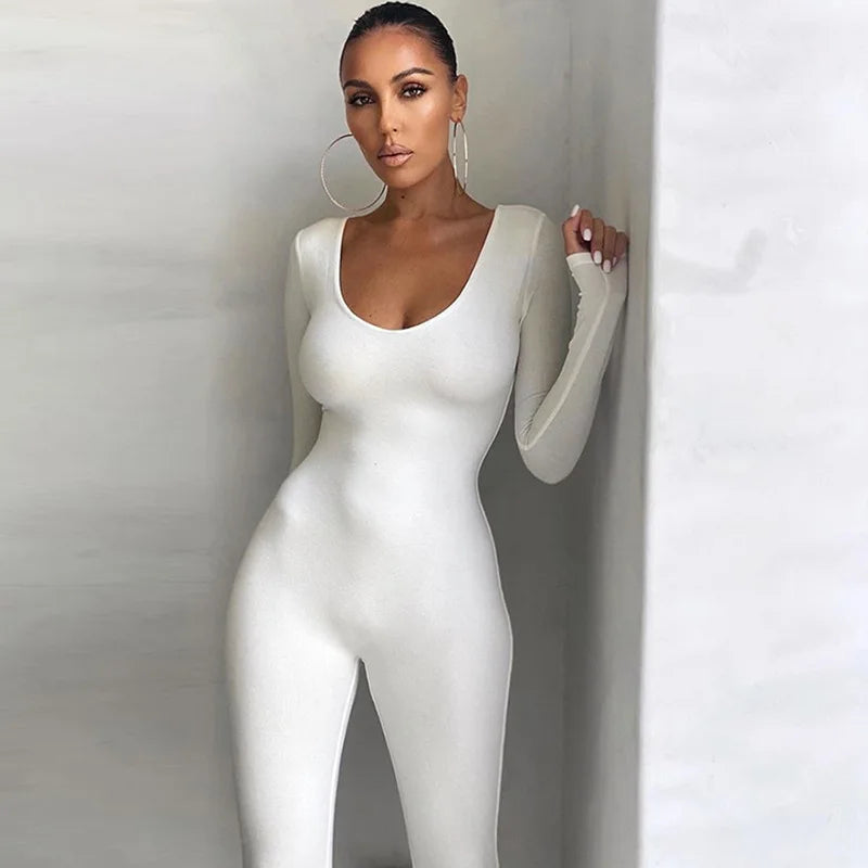 Nibber Basic Bodycon Jumpsuit For Women‘s Clothing Casual Brown Fitness Rompers 2023 Y2K Playsuit Activity Streetwear Overalls