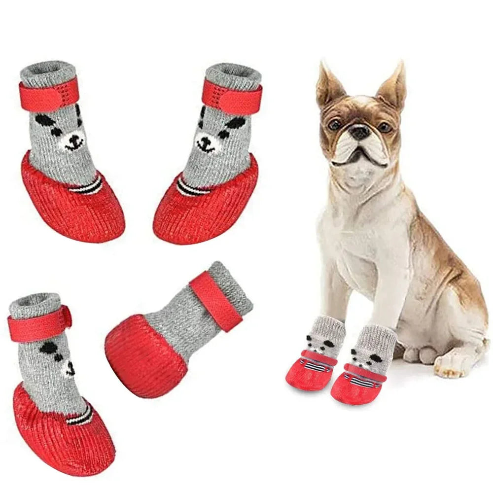 Anti-Slip Dog Socks Waterproof Shoes Socks for Dogs Socks Non-Slip Soles Adjustable Small Dog Paw Protector for Outdoor Indoor