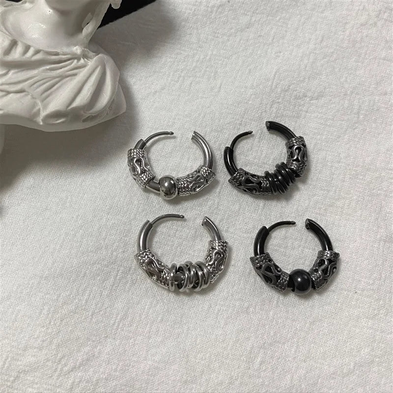 Classic Men Stainless Steel Hoop Earrings for Women Hip Hop Earring for Men Boy Earrings Punk Gothic Ear Stud Jewelry Party Gift