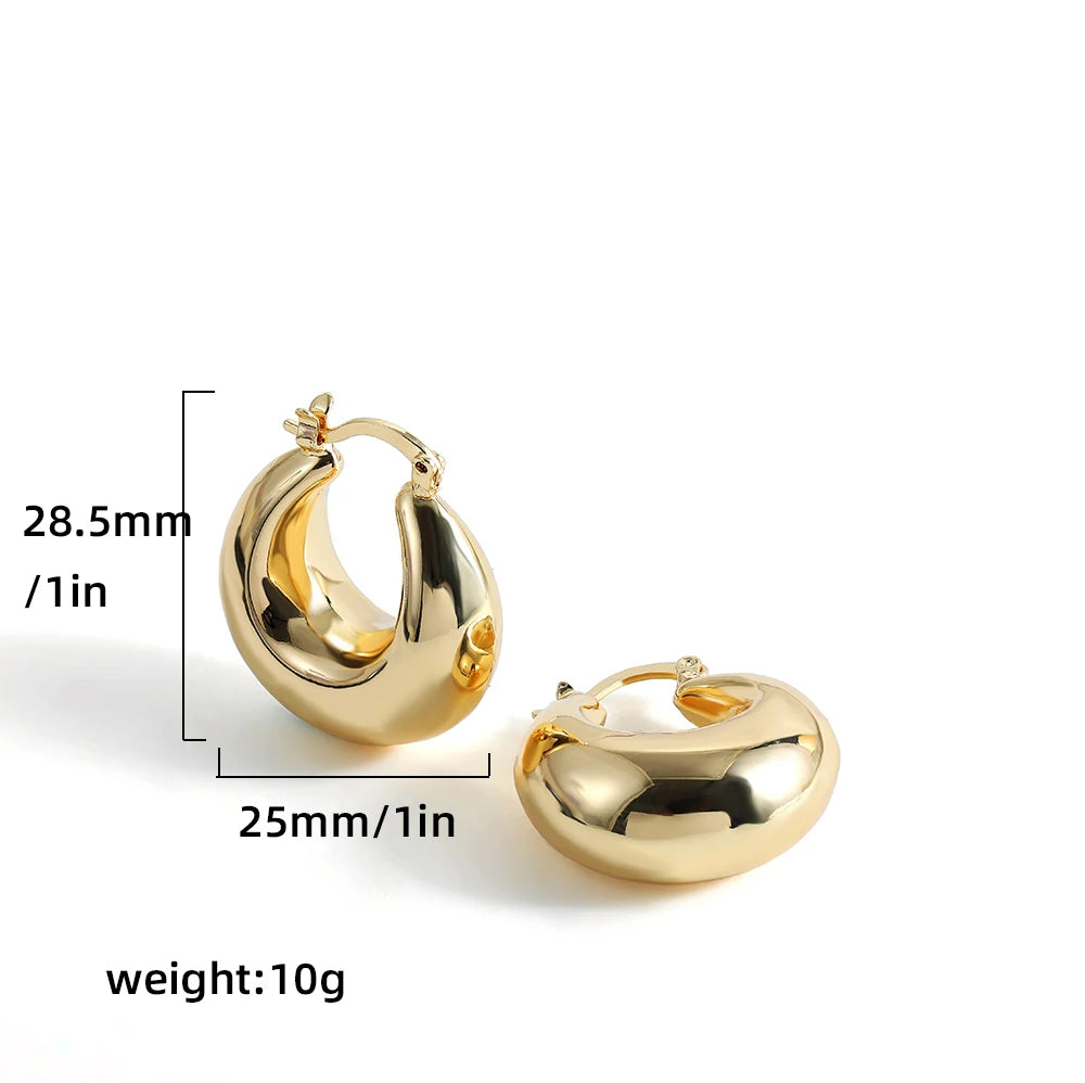 Punk Gold plated Chunky Irregular Hammered Hoop Earrings for Women Minimalist Geometric Twisted Polished Ear Ring Huggie Hoops