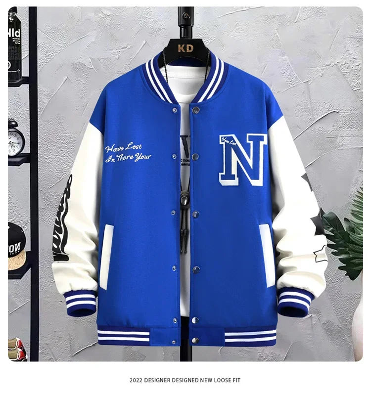 Loose-fit Men's Baseball Jacket American Style Couple Costume Autumn/winter For Men Trendy Brand Casual Scene Top