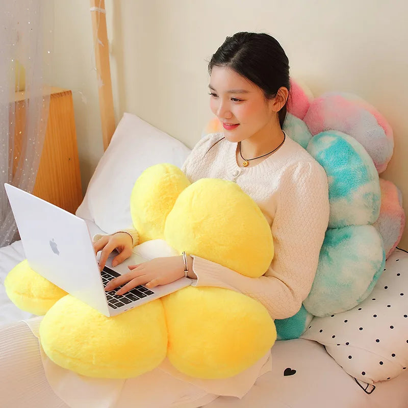 30-65cm Kawaii Colorful Flower Plush Pillow Cushion Soft Sunflower Plant Mat Stuffed Sofa Bed Sleeping Back Cushion Decor Gifts