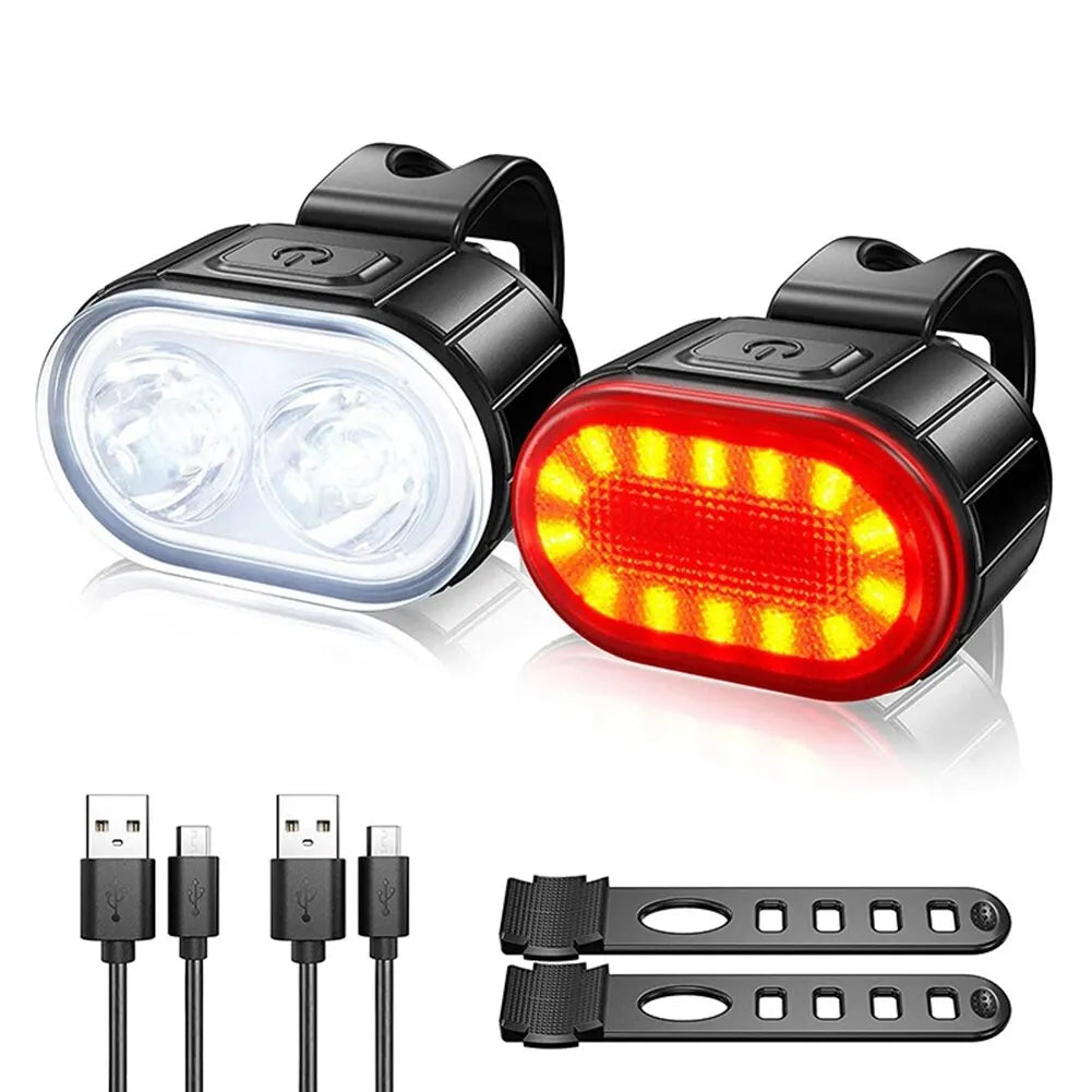 Cycling Bicycle Front Rear Light Set Bike USB Charge Headlight Light MTB Waterproof Taillight LED Lantern Bike Parts