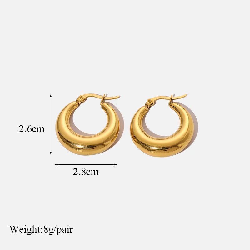 EILIECK 316L Stainless Steel Metal Hollow Hoop Huggie Earrings For Women High-quality Fashion Gold Color Ear Jewelry Accessories