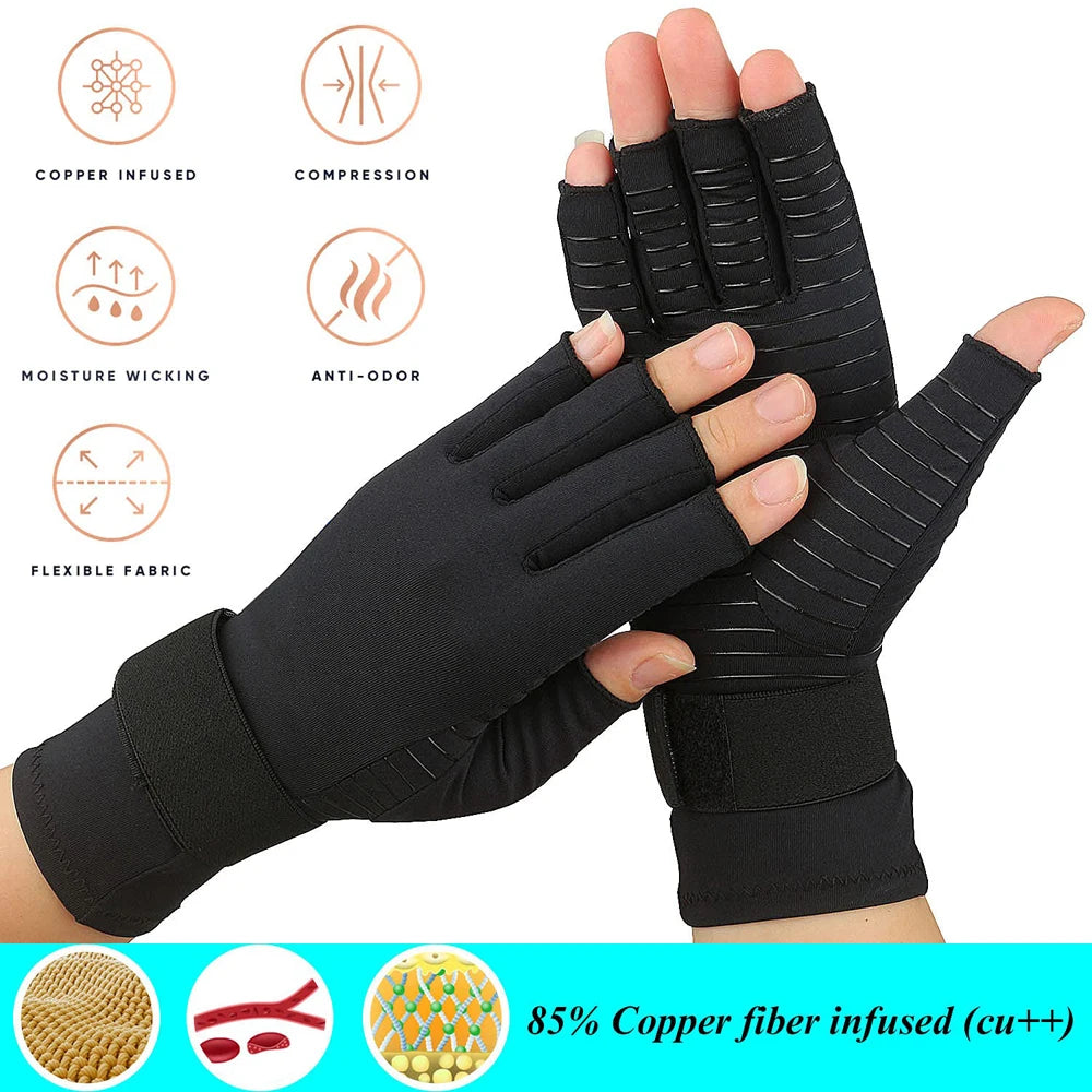 1Pair Compression Arthritis Gloves with Strap,Carpal Tunnel,Typing Joint Pain Relief Women Men Therapy Wristband