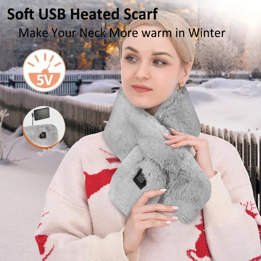 Heating Scarf USB Electric Heated Neck Wrap Heating Pad Pain Relief Three-gear Temperature Control Neck Warmer for Women Men