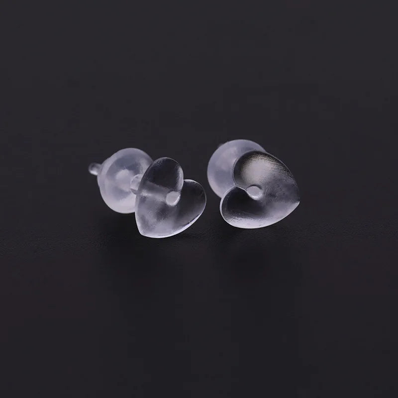 5Pair/set Clear Invisible Plastic Resin Soft Silicone Rubber Stud Earring Base Pins Piercing Retainer Prevent Allergy Jewelry