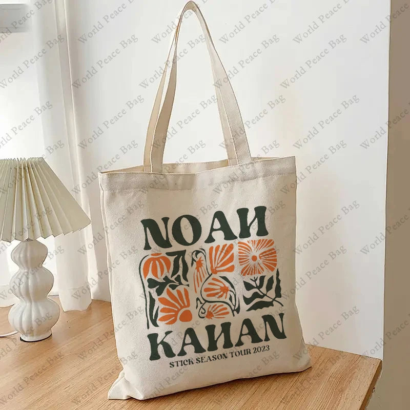 1pc Noah Kahan, Stick Seaso  patternTote Bag  Canvas Shoulder Bag For Travel Daily Commute Women's Reusable Shopping Bag