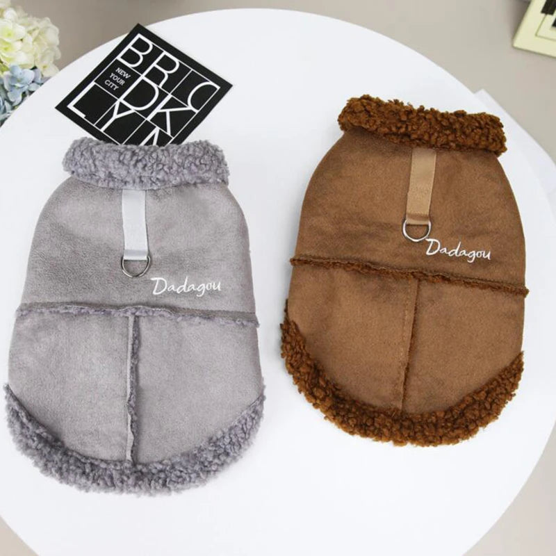 British Style Dog Jacket Winter Warm Dog Clothes Lamb Fleece Puppy Costume Chihuahua Coat for Small Dogs Pet Pug Yorkie Outfits