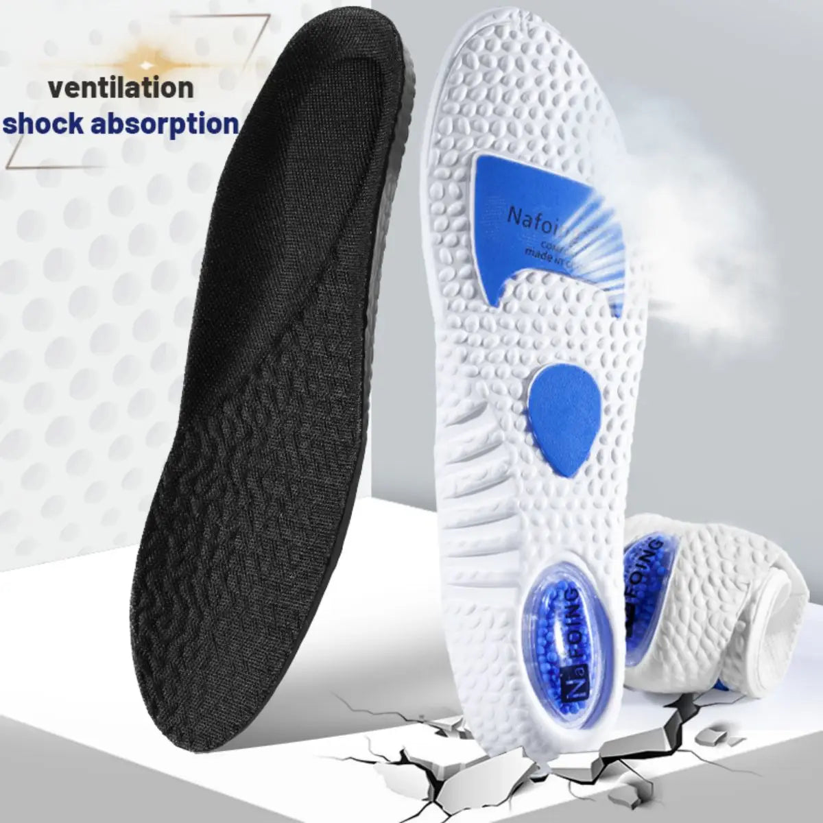 1Pair Upgrade Sports Shock Absorption Insole PU Memory Foam Breathable Arch Support Orthopedic Shoes Pad for Men Women Feet Care