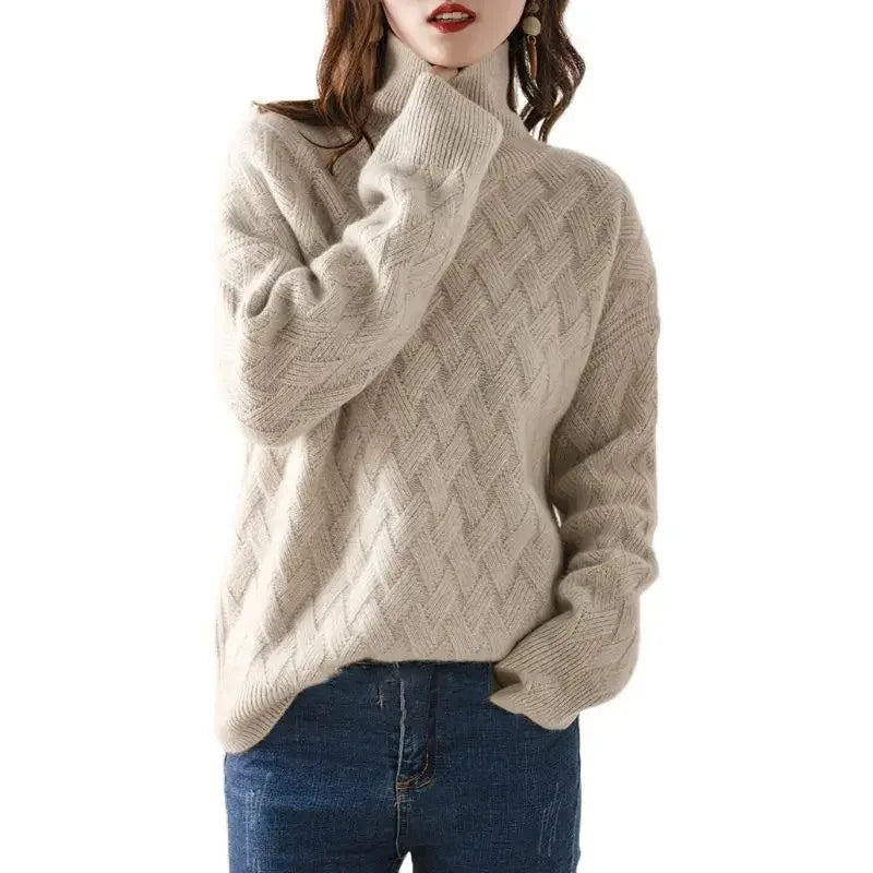 2024 New Women Loose Sweater Winter Casual Chic Cashmere Oversize Thick Sweater Pullovers Pullover Female Long Sleeve