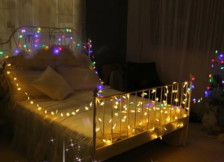 1.5M/3M/6M/10M 80Leds Star String Lights Christmas Garland Battery/USB Powered Wedding Party Curtain String Fairy Light for Home