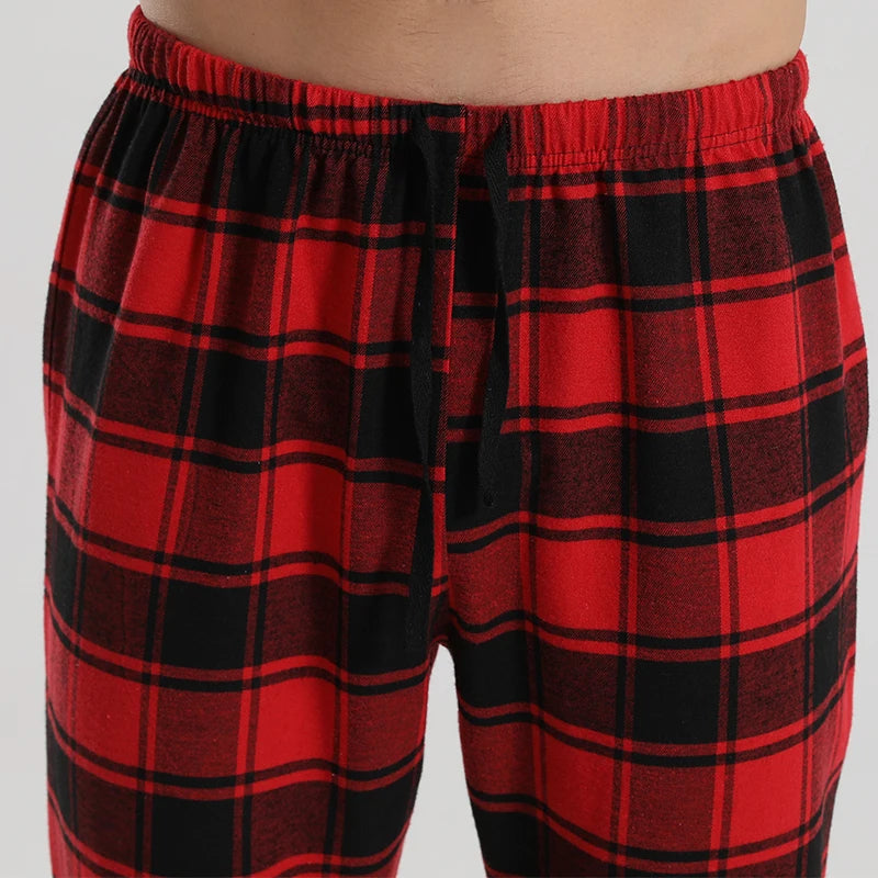 Fashion Casual Checked Red Tartan Pajama Pants Soft Comfortable Elastic Waistband New Men's Checkered Sleepwear Home Lounge Pant