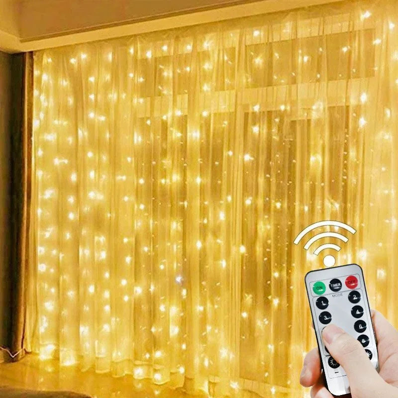 3/4/6M USB LED Curtain 8Modes Remote Control String Lights Holiday Wedding Fairy Garland Lights For Bedroom Living Room Decor