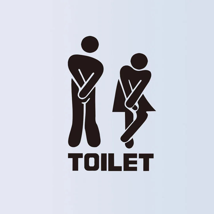 2Pcs Creative Funny Toilet Wall/Door Stickers Bathroom Decoration Vinyl Home Decor Decals Waterproof Poster Wallpaper On Wall