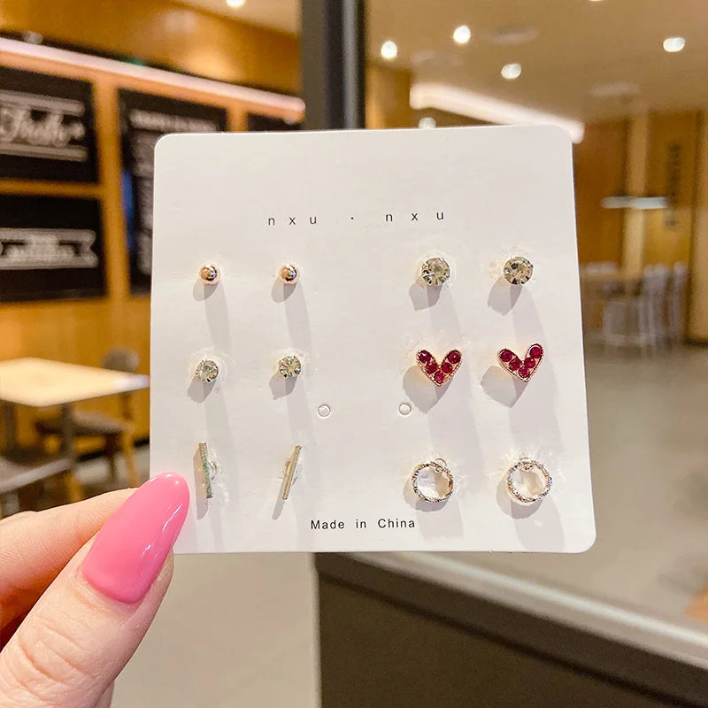 New Simple S925 Silver Needle Stud Earrings Set for Women Girls Cute Exquisite Mini Earrings Jewelry Gift Wholesale Direct Sales