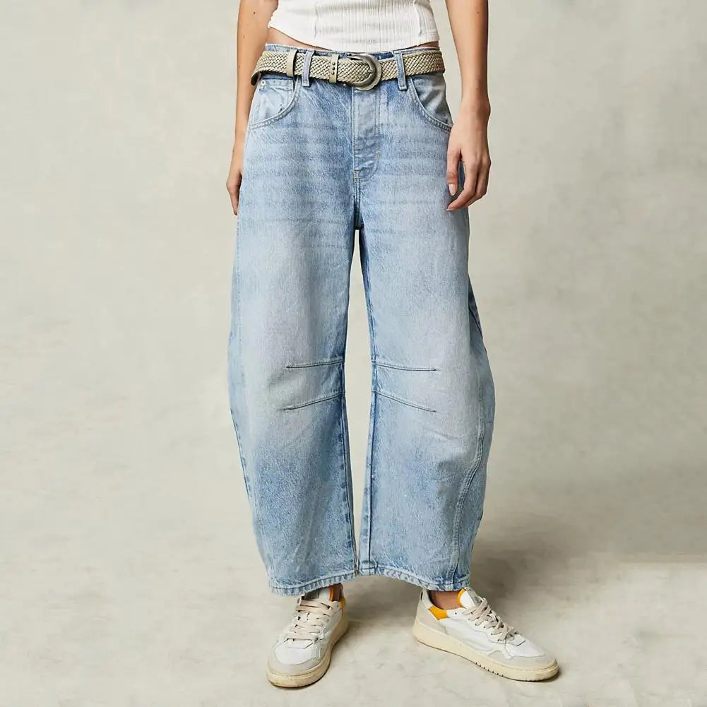 Women Jeans Retro American Low Street Retro Wide Leg Jeans Hip Hop Denim Trousers Women Baggy Boyfriend Jeans Casual Pants