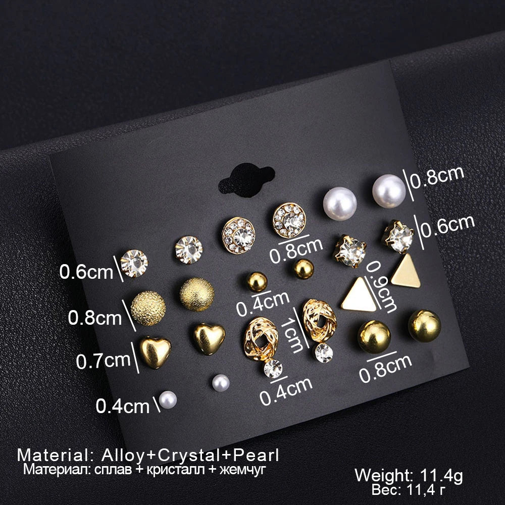 DAXI 2023 Daily Jewelry Make You Fashionable Simple Temperament Crystal Claw  Pearl Metal Stud Earrings Set