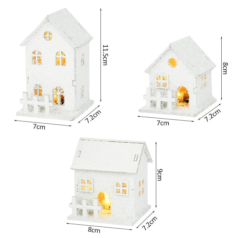 2024 Christmas Led Light Wooden House with Snowflake Luminous Cabin Christmas Decorations For Home Xmas Ornament New Year Gifts