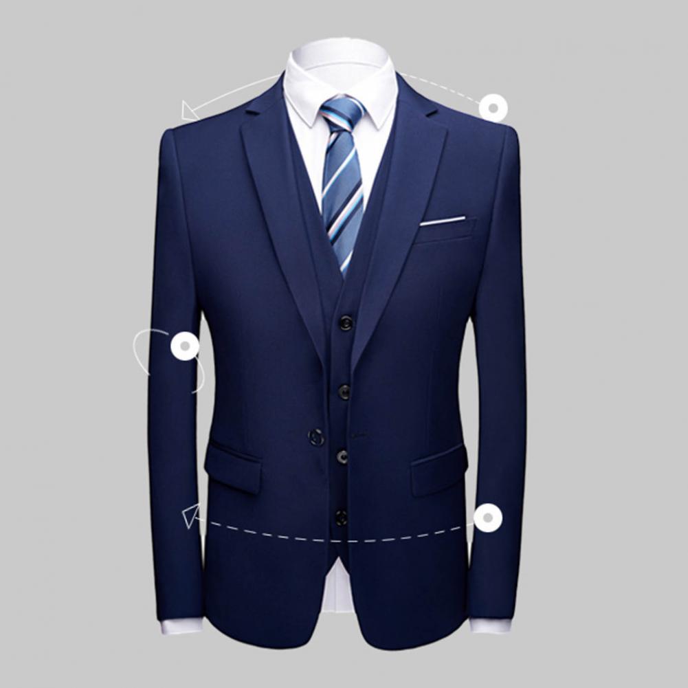 Men Suit Male Blazer Vest Pants Set Temperament Single Breasted Buttons Suit Top Pants Wedding Banquet Prom Formal Groom Suit