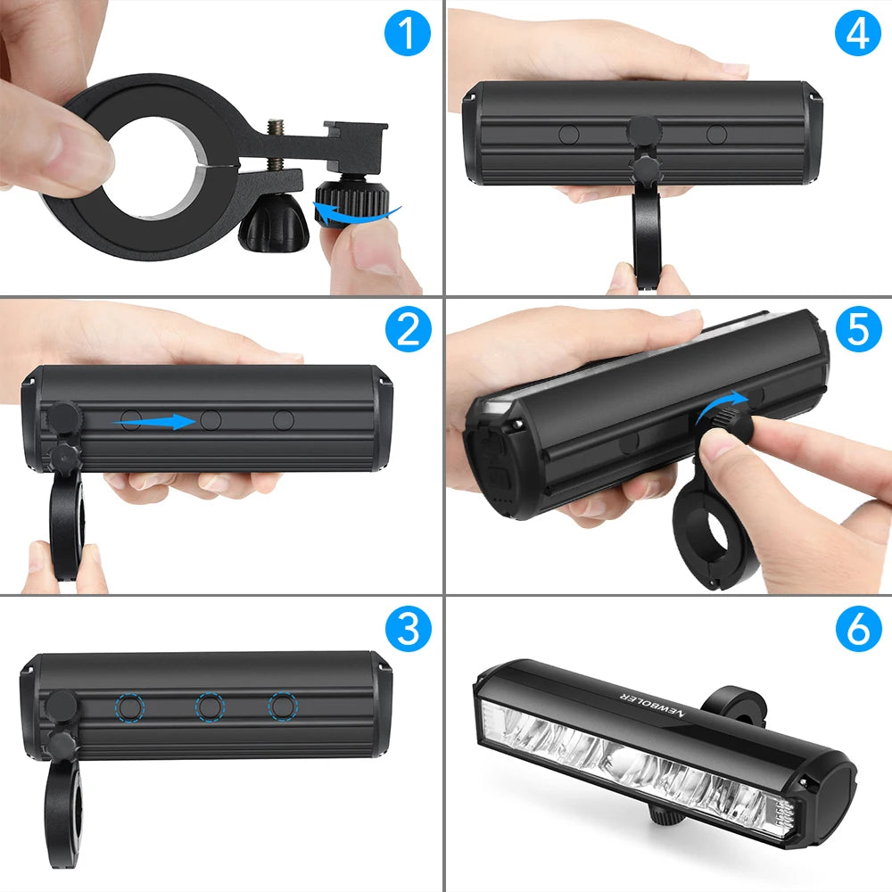 NEWBOLER Bicycle Light Front 6000Lumen Bike Light 8000mAh Waterproof Flashlight USB Charging MTB Road Cycling Lamp Accessories