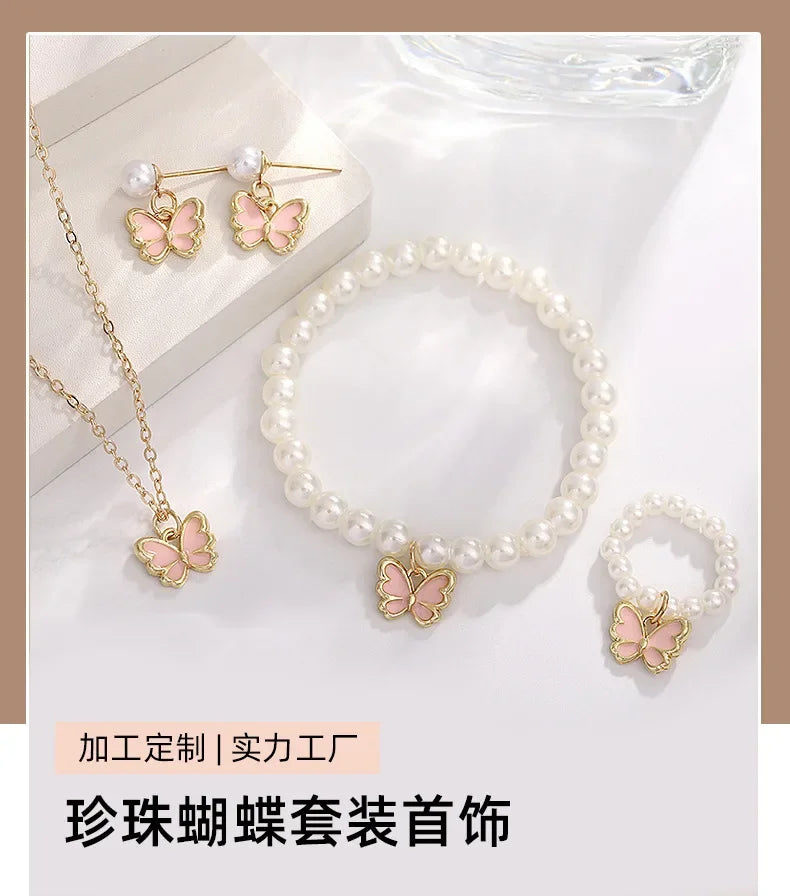 5PCS Personalized Butterfly Glazed Necklace, Exquisite, Small and Fashionable, High end, and High Sense Collar Chain Set