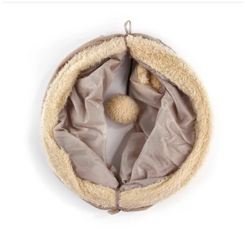 Collapsible Cat Tunnel Suede Fabric Puppy Rabbit Play Chase Hide Tunnel Tube Indoor for Game Exercising Hiding Training Pet Toys