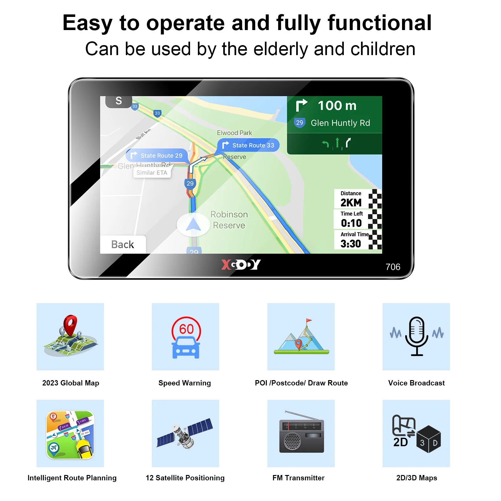 XGODY 706 Navigation Car GPS 7 Inch Truck Car 256M+8GB Capacitive Screen Navigator Camera Optional Upgrade Map Free